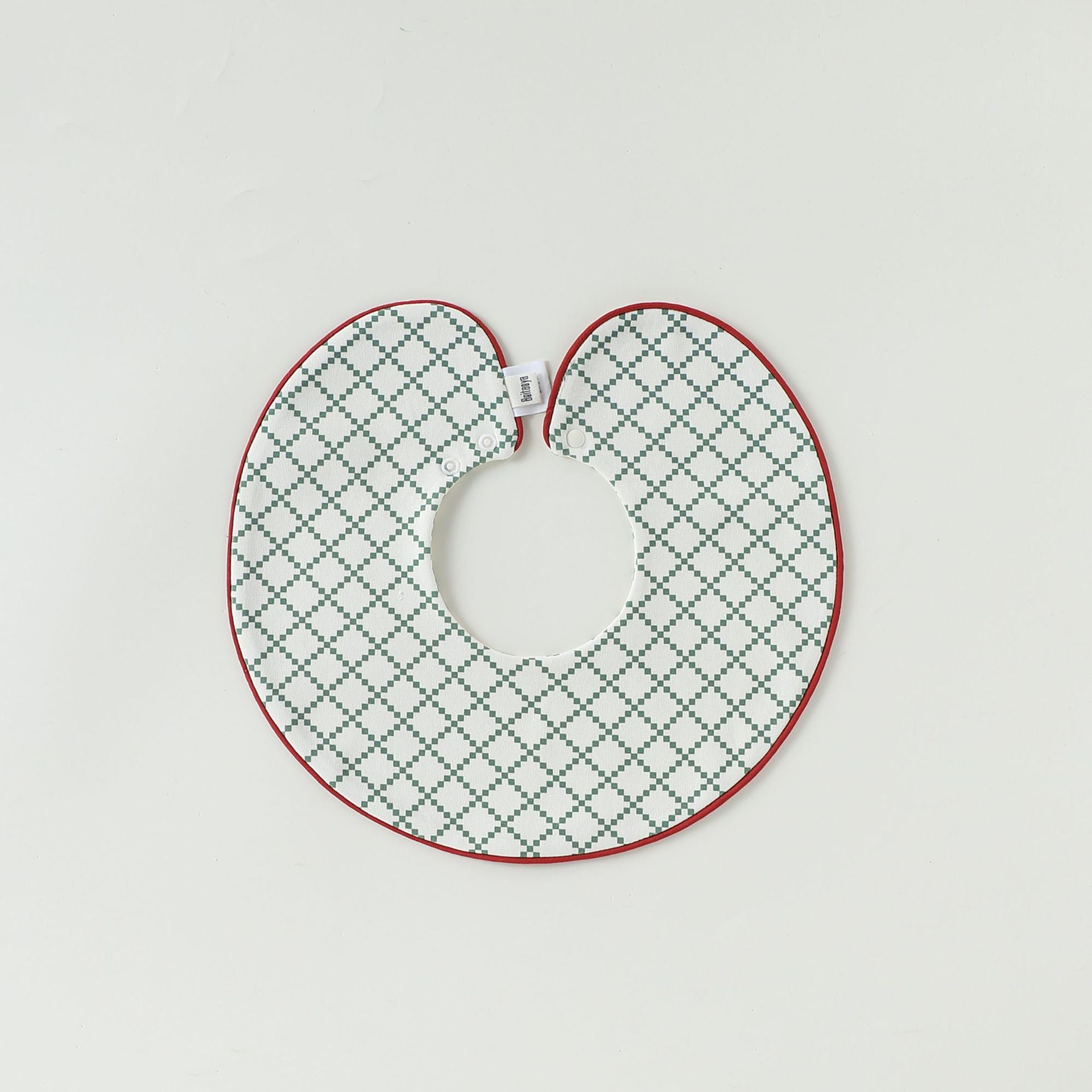 Contrast Piping Cotton Bib バイカラー スタイ【mh0012330】 Piping green check mamahalo shop