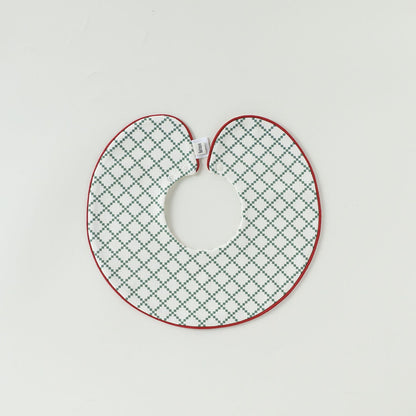 Contrast Piping Cotton Bib バイカラー スタイ【mh0012330】 Piping green check mamahalo shop