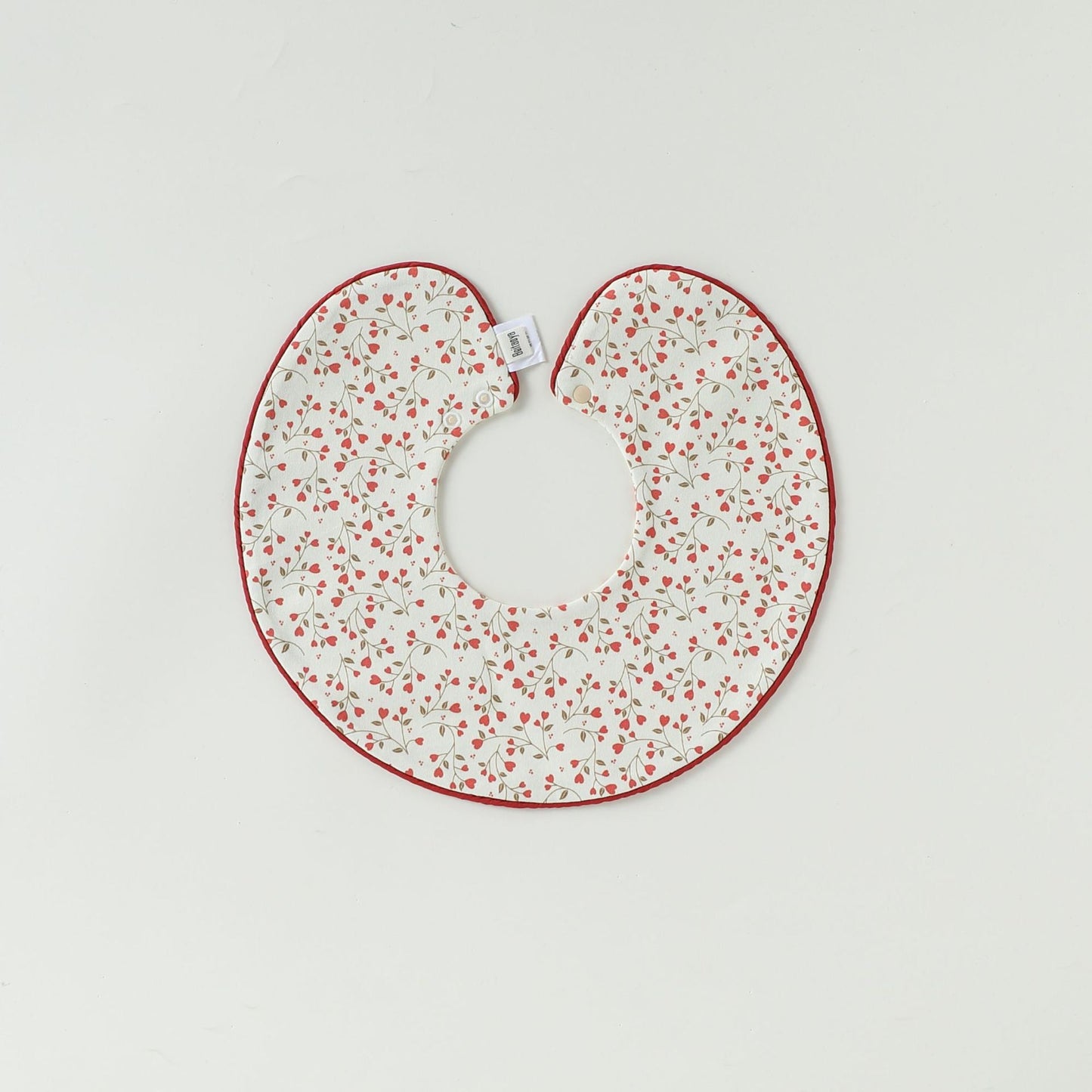 Contrast Piping Cotton Bib バイカラー スタイ【mh0012330】 Piping peach red spring branches mamahalo shop
