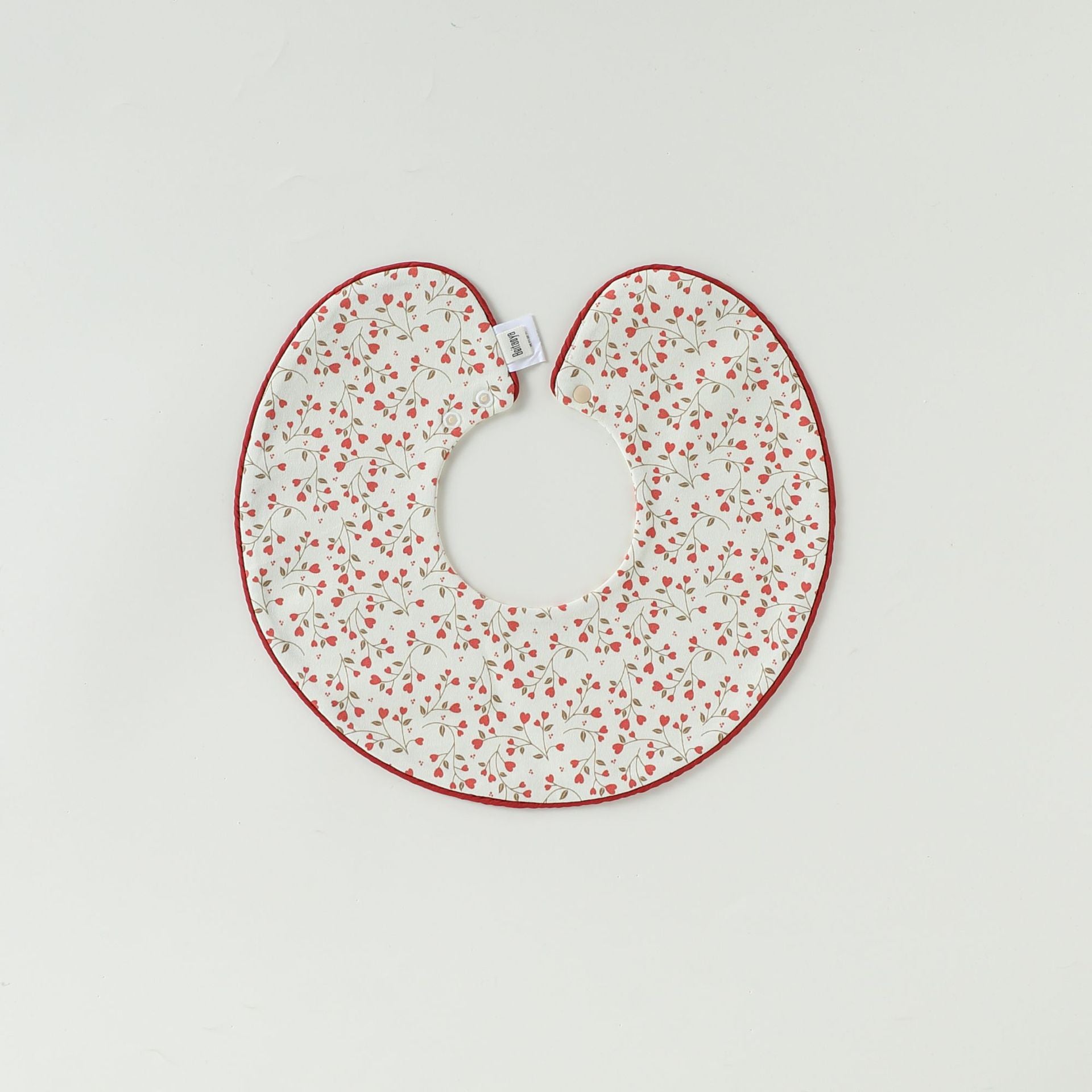 Contrast Piping Cotton Bib バイカラー スタイ【mh0012330】 Piping peach red spring branches mamahalo shop