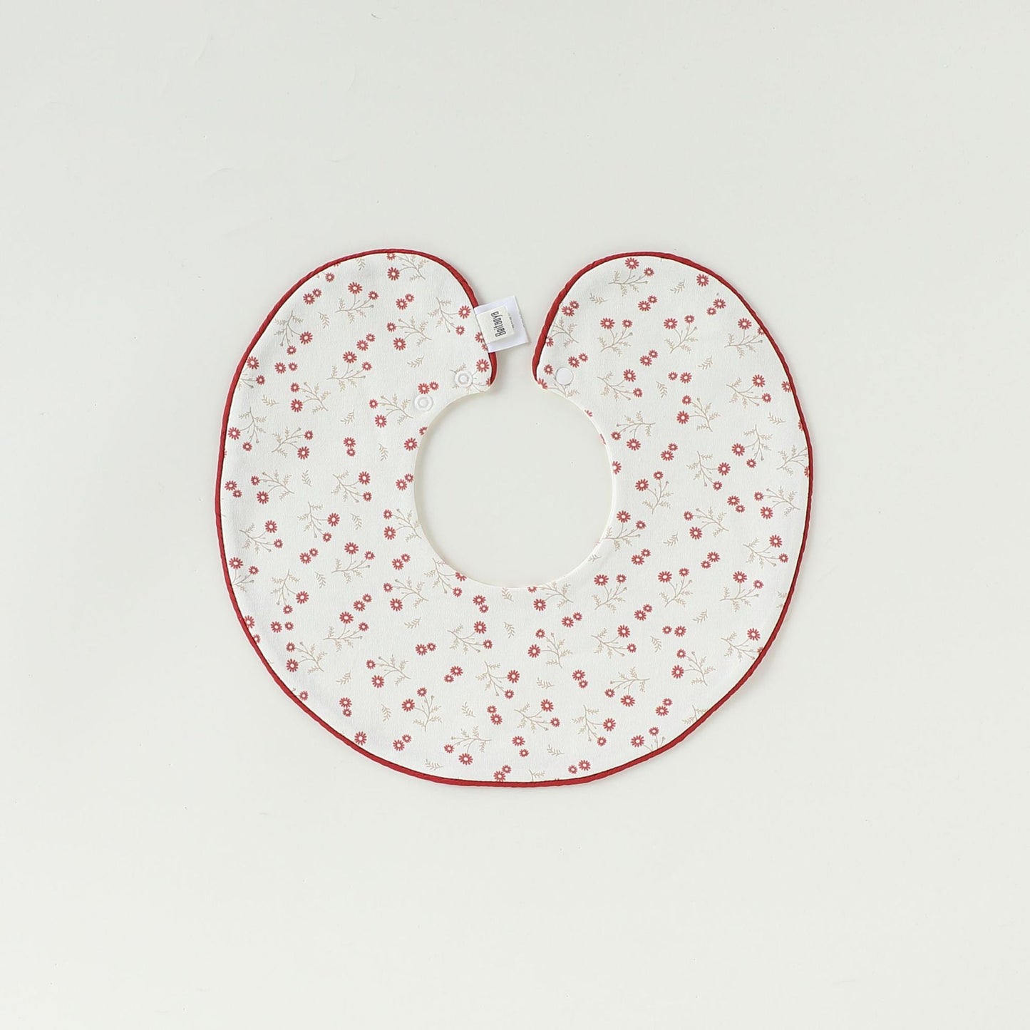 Contrast Piping Cotton Bib バイカラー スタイ【mh0012330】 Piping red flowers and light vines mamahalo shop