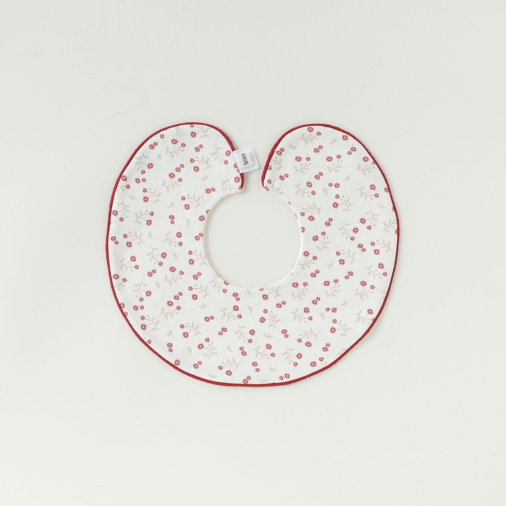 Contrast Piping Cotton Bib バイカラー スタイ【mh0012330】 Piping red flowers and light vines mamahalo shop