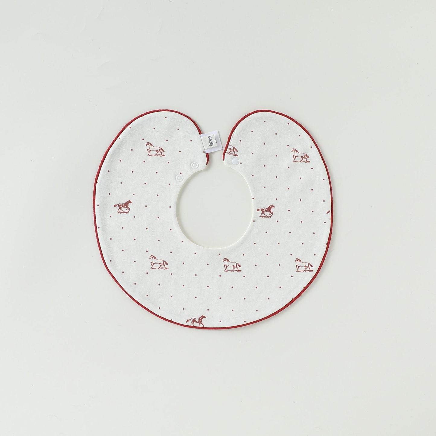 Contrast Piping Cotton Bib バイカラー スタイ【mh0012330】 Piping small red horse mamahalo shop