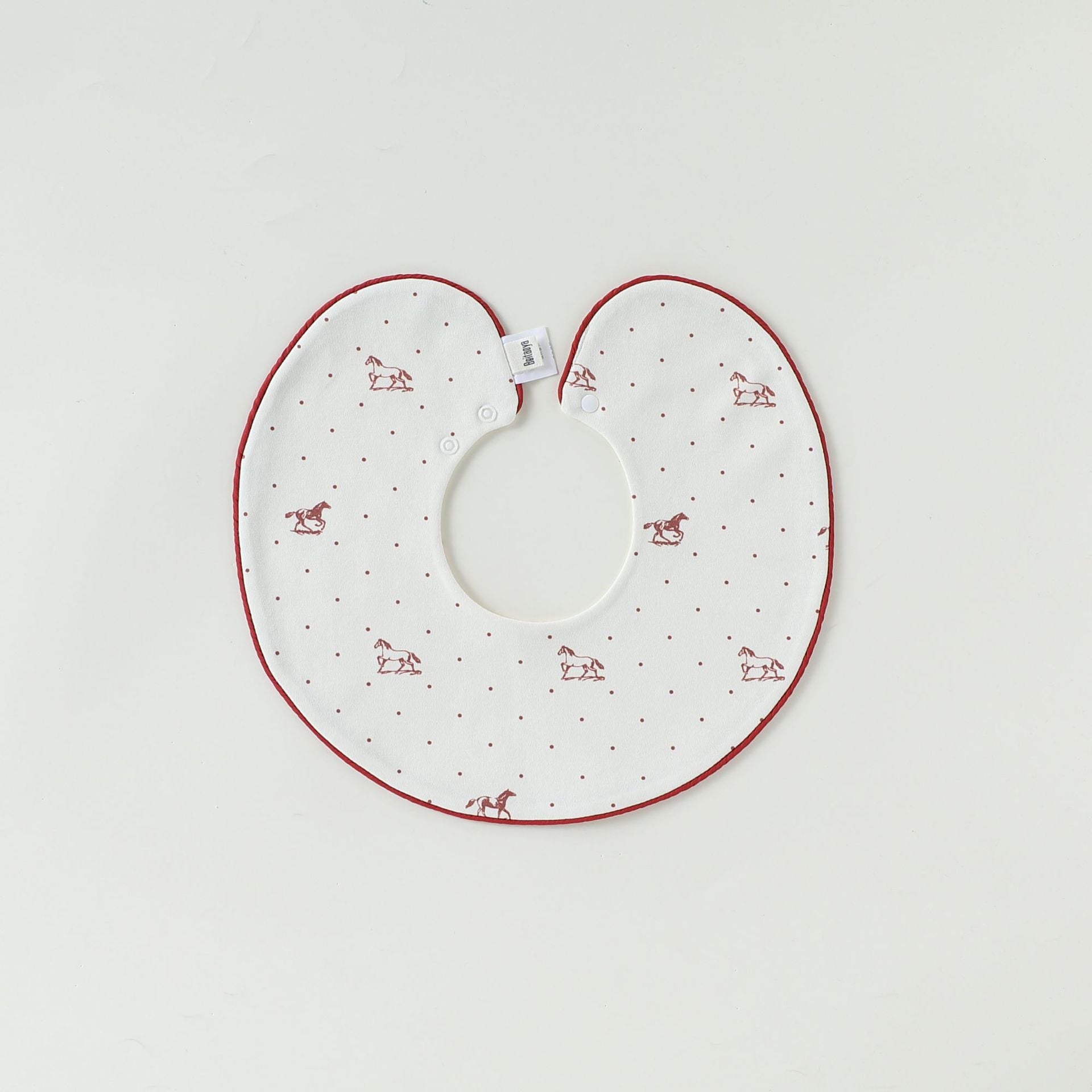 Contrast Piping Cotton Bib バイカラー スタイ【mh0012330】 Piping small red horse mamahalo shop