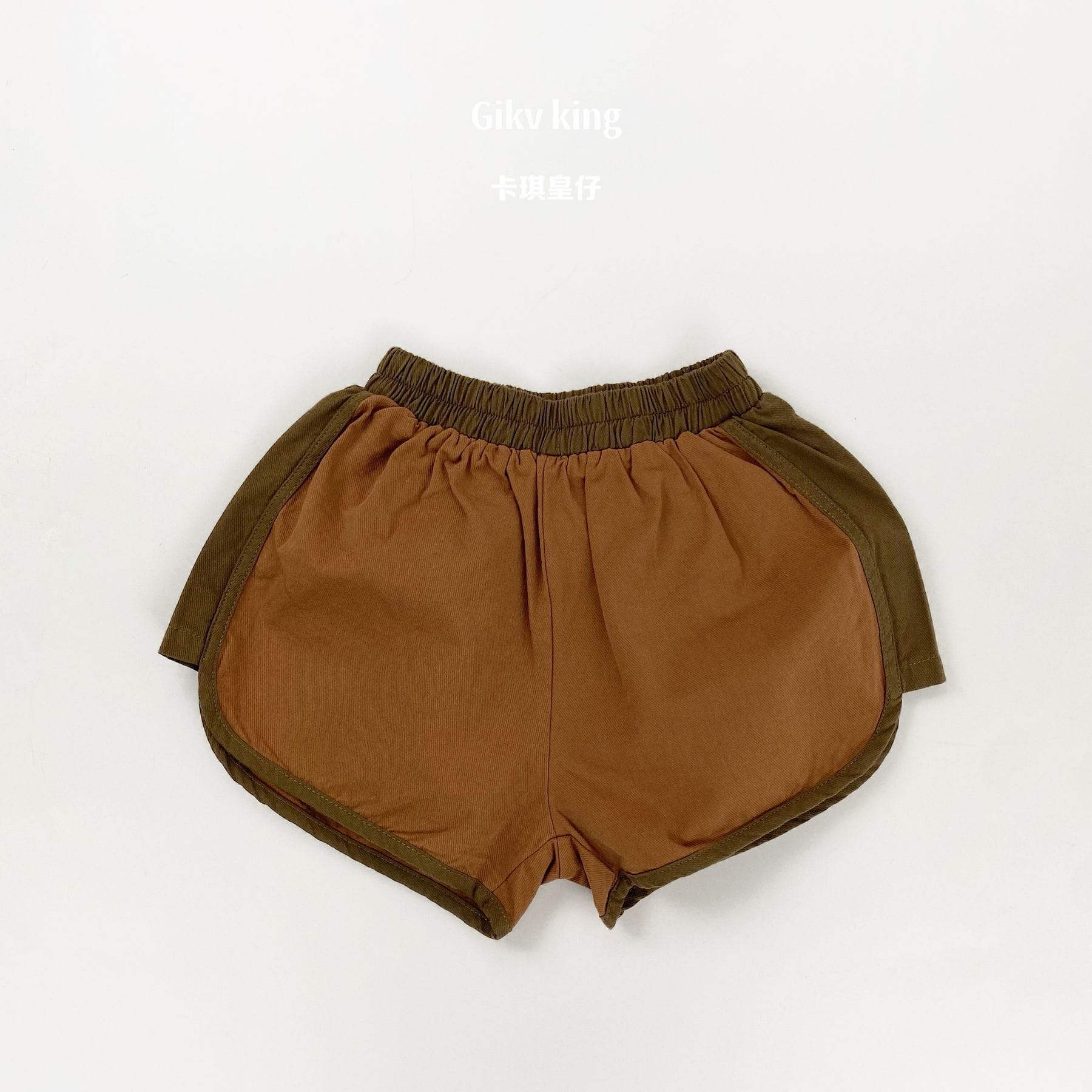 Contrast Piping Cotton Dolphin Shorts バイカラー ショートパンツ【mh0012839】 Brown / 80cm Gikv king ハーフパンツ・ショートパンツ