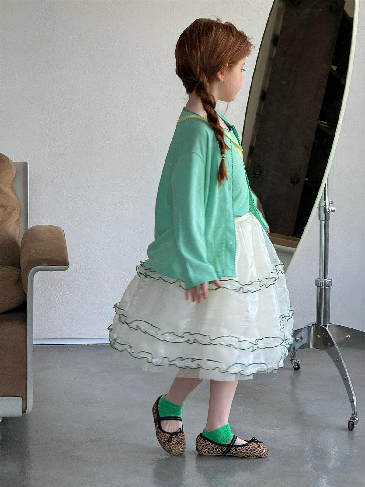 Contrast Piping Tiered Skirt チュール ティアード ミニスカート【mh0012869】 Jianzidan スカート