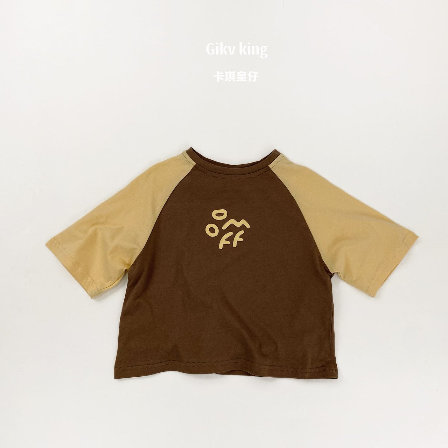 Contrast Raglan Short-Sleeved T-shirt ロゴ ラグラン 五分袖Tシャツ【mh0012838】 Coffee / 80cm Gikv king 半袖Tシャツ
