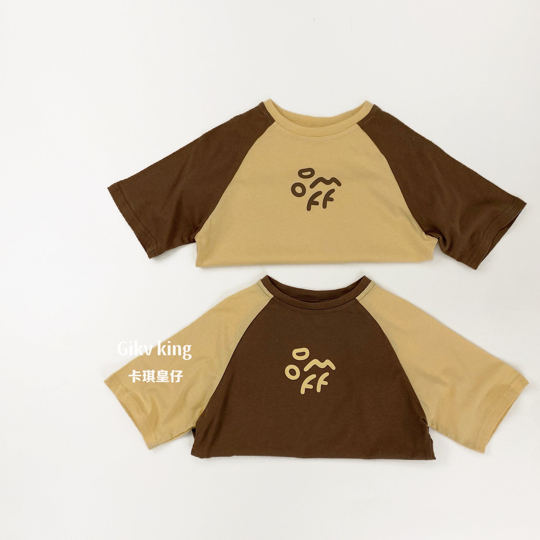 Contrast Raglan Short-Sleeved T-shirt ロゴ ラグラン 五分袖Tシャツ【mh0012838】 Gikv king 半袖Tシャツ