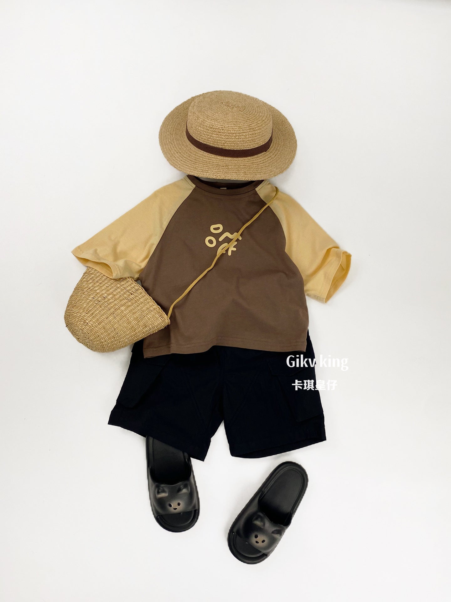 Contrast Raglan Short-Sleeved T-shirt ロゴ ラグラン 五分袖Tシャツ【mh0012838】 Gikv king 半袖Tシャツ