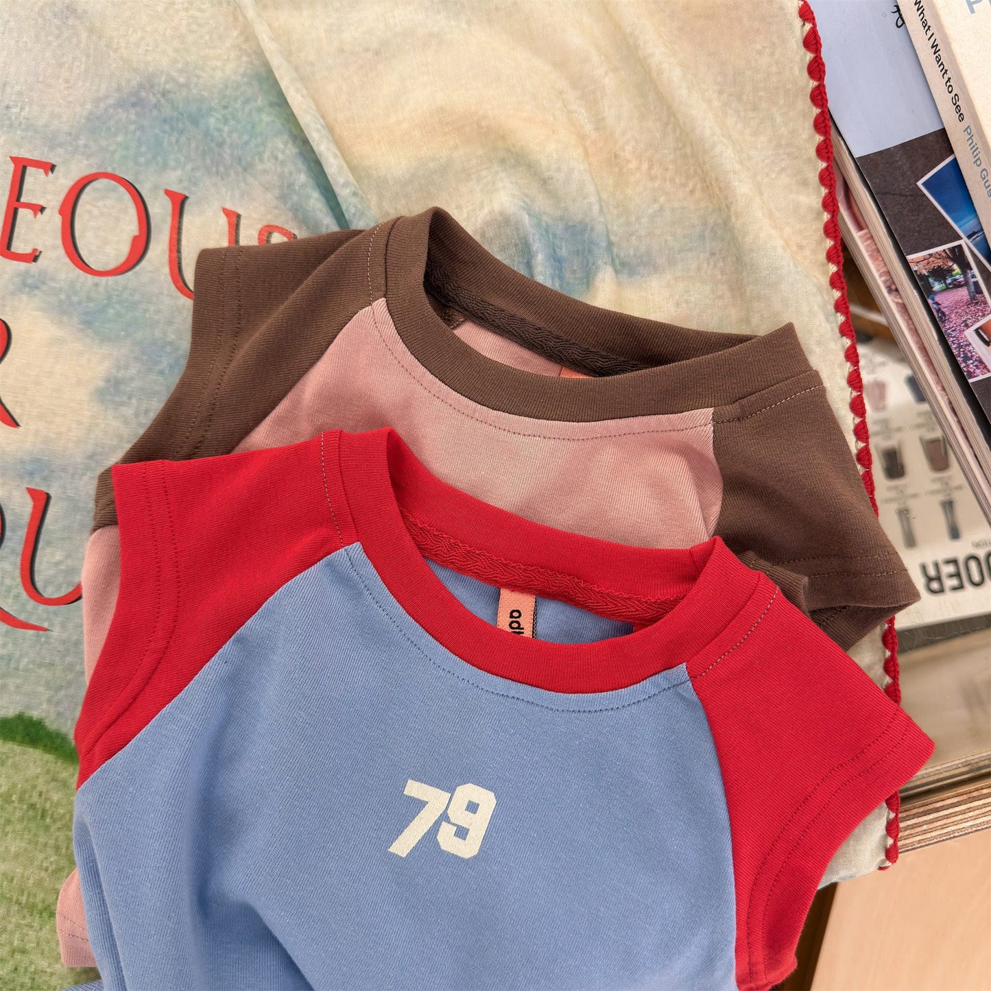 Contrast Raglan Sleeve Numeric Tee コットン ラグラン Tシャツ【mh0012661】 ADbaby 半袖Tシャツ