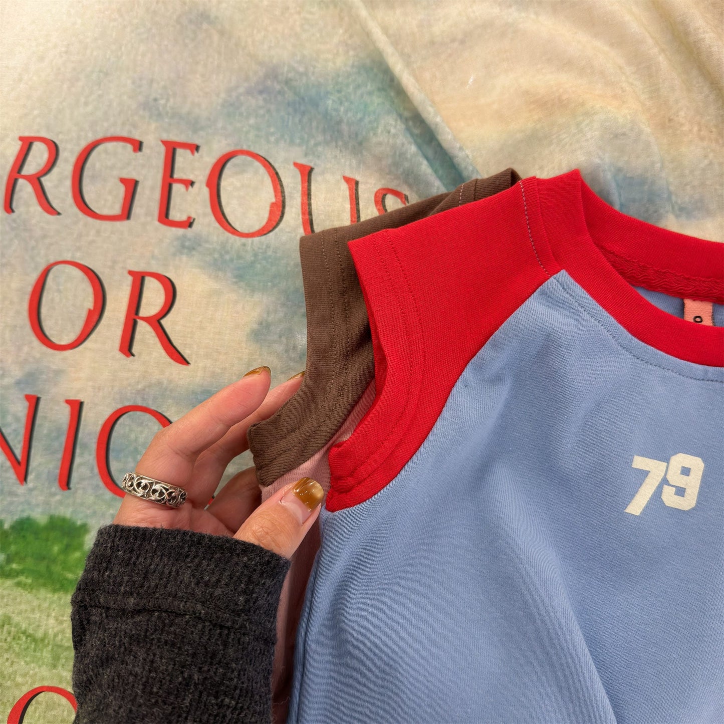 Contrast Raglan Sleeve Numeric Tee コットン ラグラン Tシャツ【mh0012661】 ADbaby 半袖Tシャツ
