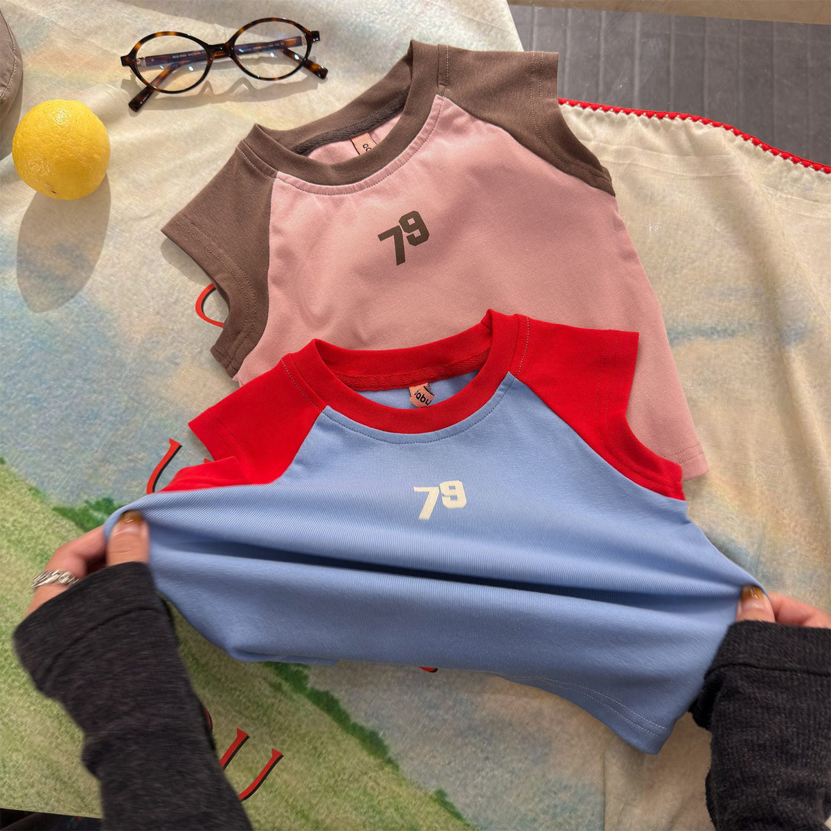 Contrast Raglan Sleeve Numeric Tee コットン ラグラン Tシャツ【mh0012661】 ADbaby 半袖Tシャツ