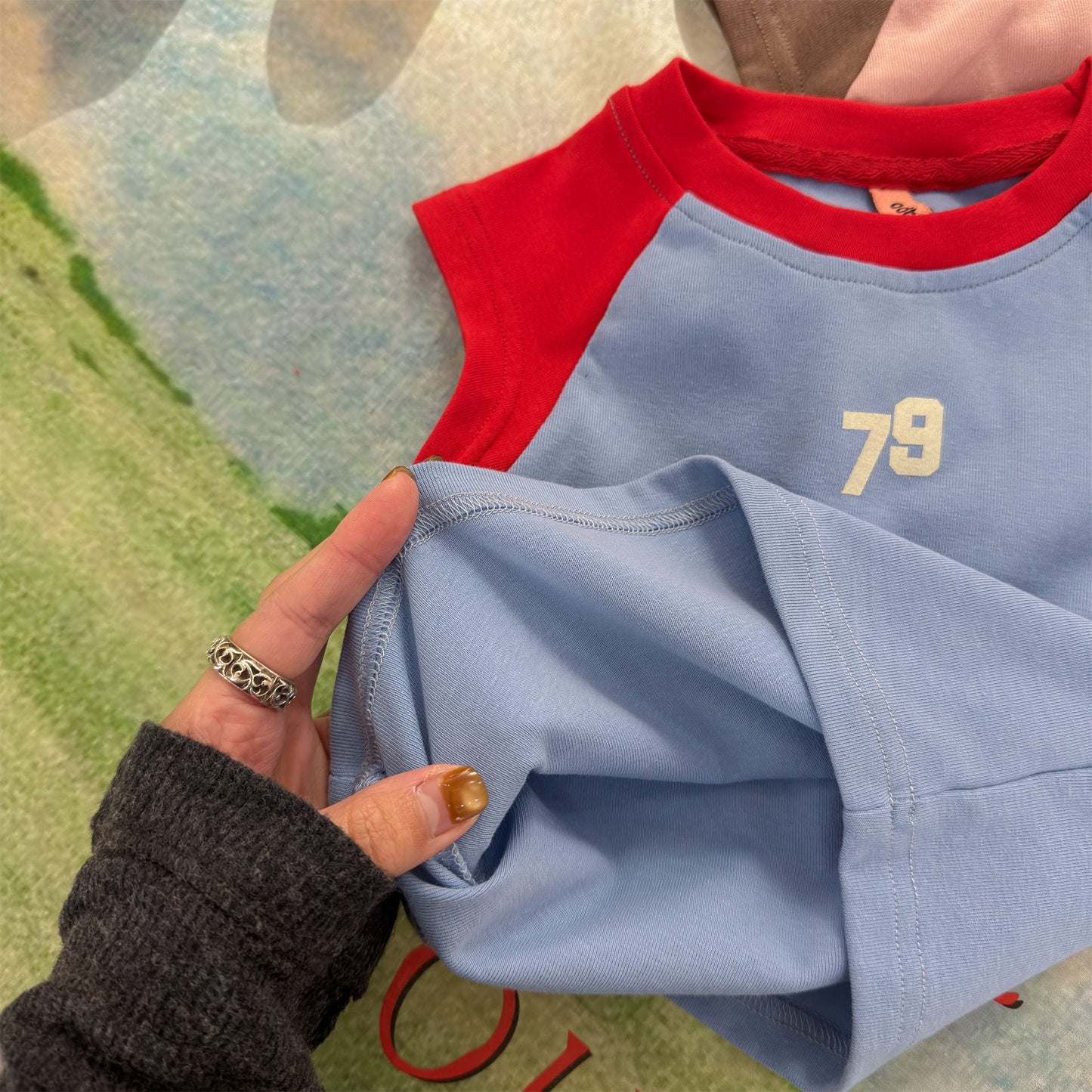 Contrast Raglan Sleeve Numeric Tee コットン ラグラン Tシャツ【mh0012661】 ADbaby 半袖Tシャツ