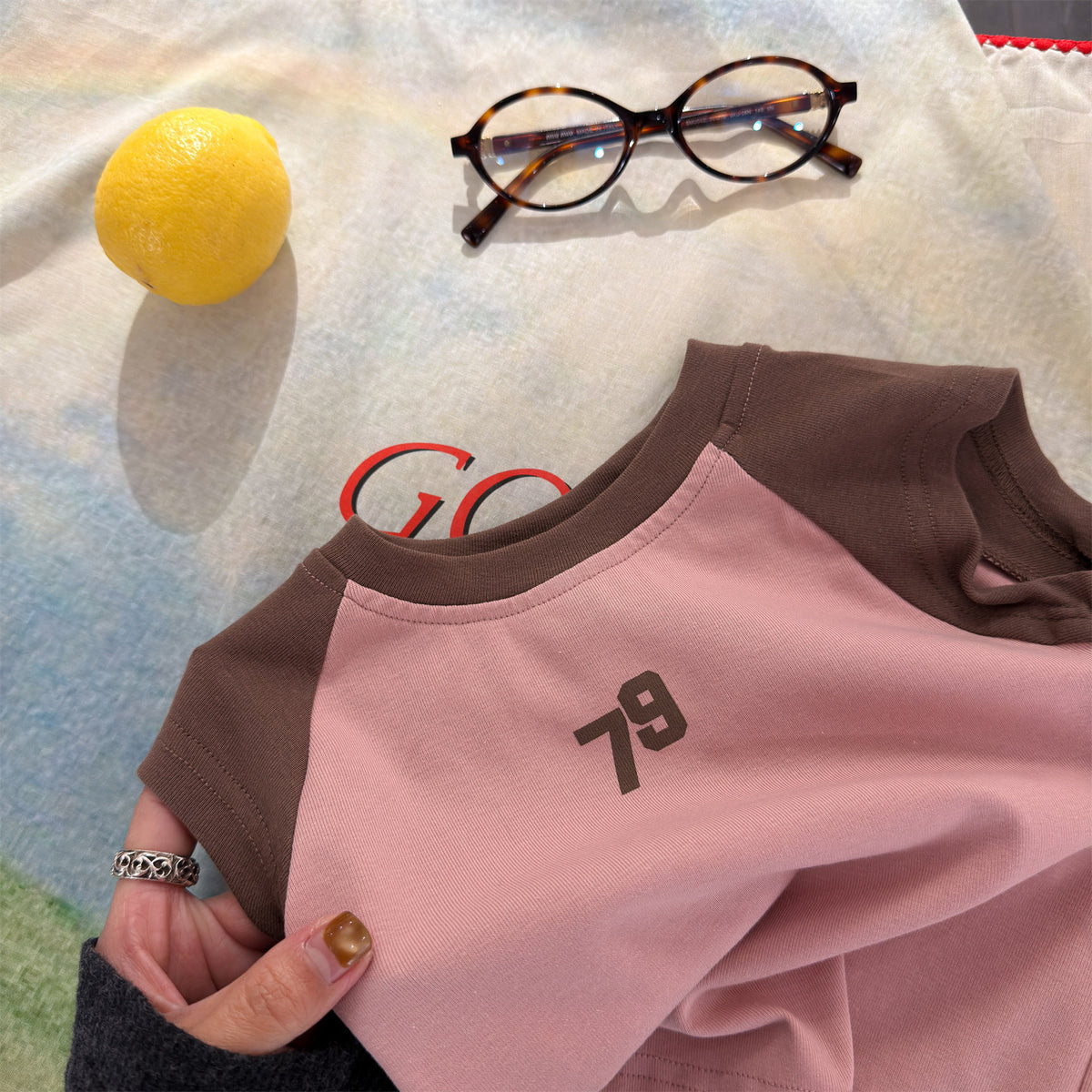 Contrast Raglan Sleeve Numeric Tee コットン ラグラン Tシャツ【mh0012661】 ADbaby 半袖Tシャツ
