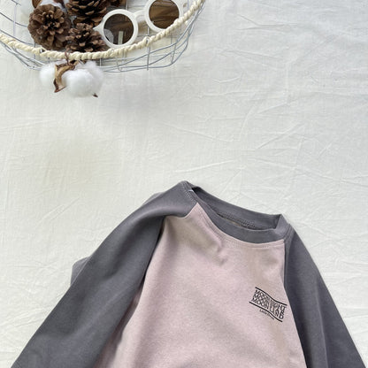 Contrasting Loose Long Sleeve Tee パッチワーク ルーズ 長袖Tシャツ【mh0012302】 yi nian ni