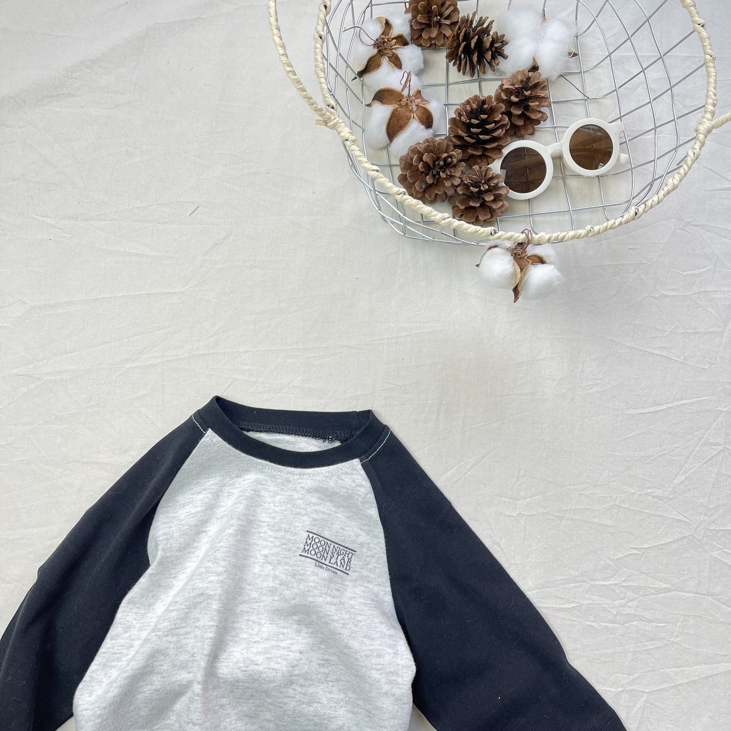 Contrasting Loose Long Sleeve Tee パッチワーク ルーズ 長袖Tシャツ【mh0012302】 yi nian ni