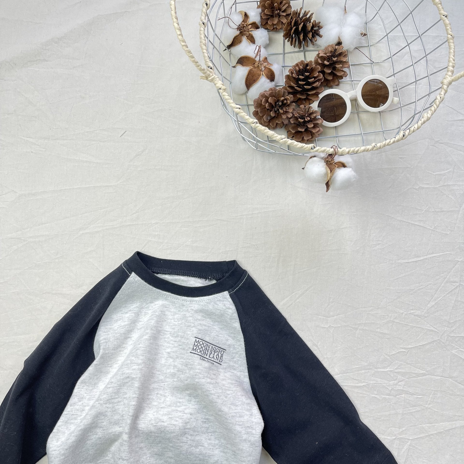 Contrasting Loose Long Sleeve Tee パッチワーク ルーズ 長袖Tシャツ【mh0012302】 yi nian ni