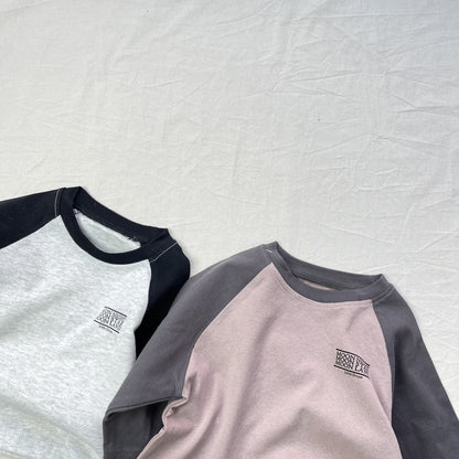 Contrasting Loose Long Sleeve Tee パッチワーク ルーズ 長袖Tシャツ【mh0012302】 yi nian ni