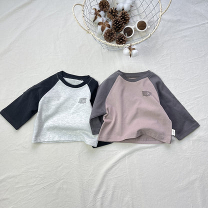 Contrasting Loose Long Sleeve Tee パッチワーク ルーズ 長袖Tシャツ【mh0012302】 yi nian ni