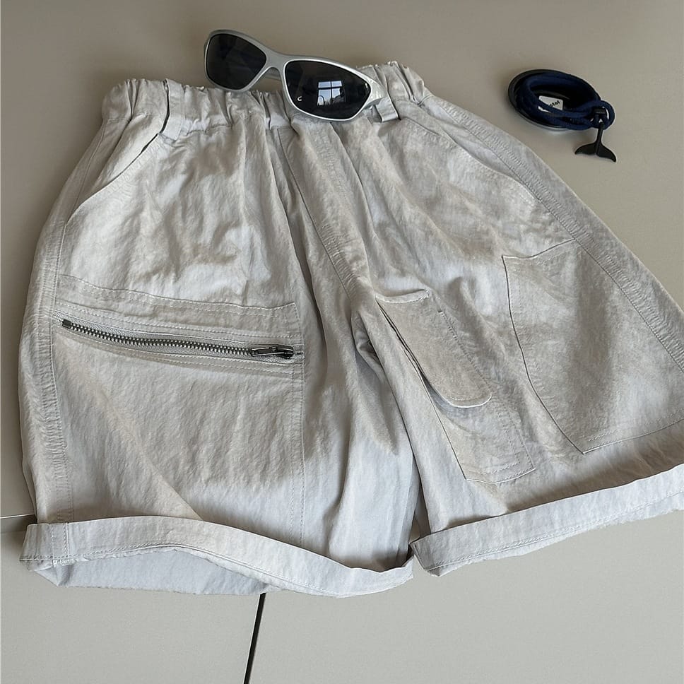 Cooling Zip Shorts 無地 ハーフパンツ【mh0012959】 Light Grey / 100cm snidols