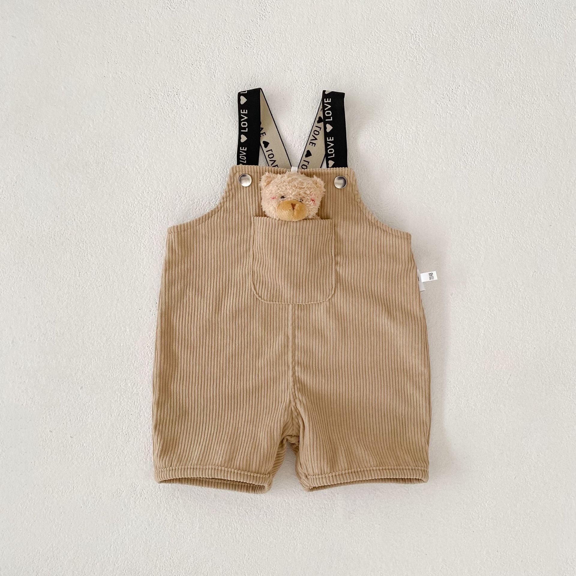 Corduroy Suspender Shorts コーデュロイ サロペット パンツ【mh0012495】 Khaki / 73cm Engepapa サロペットパンツ・サスペンダーパンツ