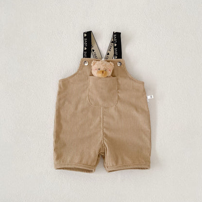 Corduroy Suspender Shorts コーデュロイ サロペット パンツ【mh0012495】 Khaki / 73cm Engepapa サロペットパンツ・サスペンダーパンツ