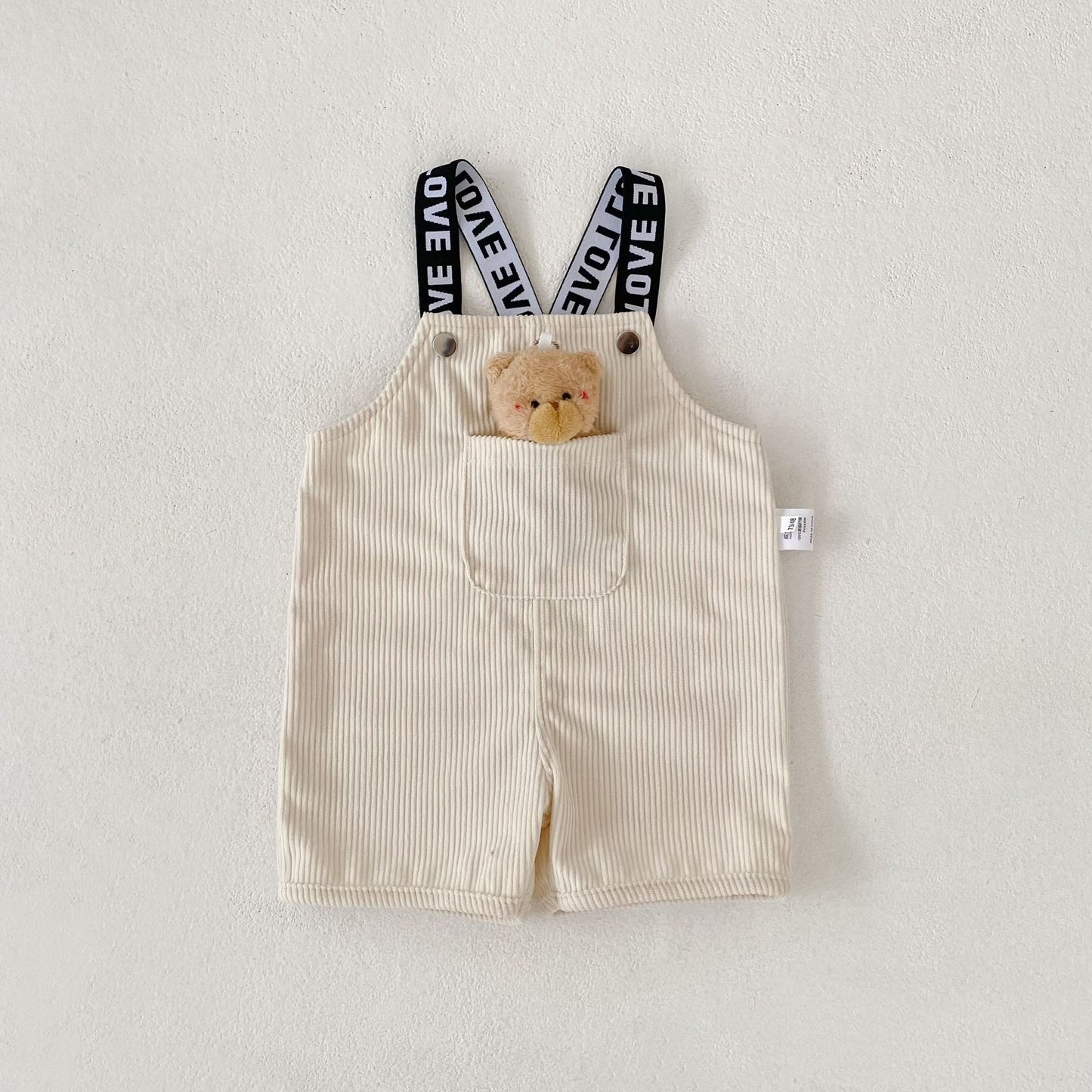Corduroy Suspender Shorts コーデュロイ サロペット パンツ【mh0012495】 Milk White / 73cm Engepapa サロペットパンツ・サスペンダーパンツ