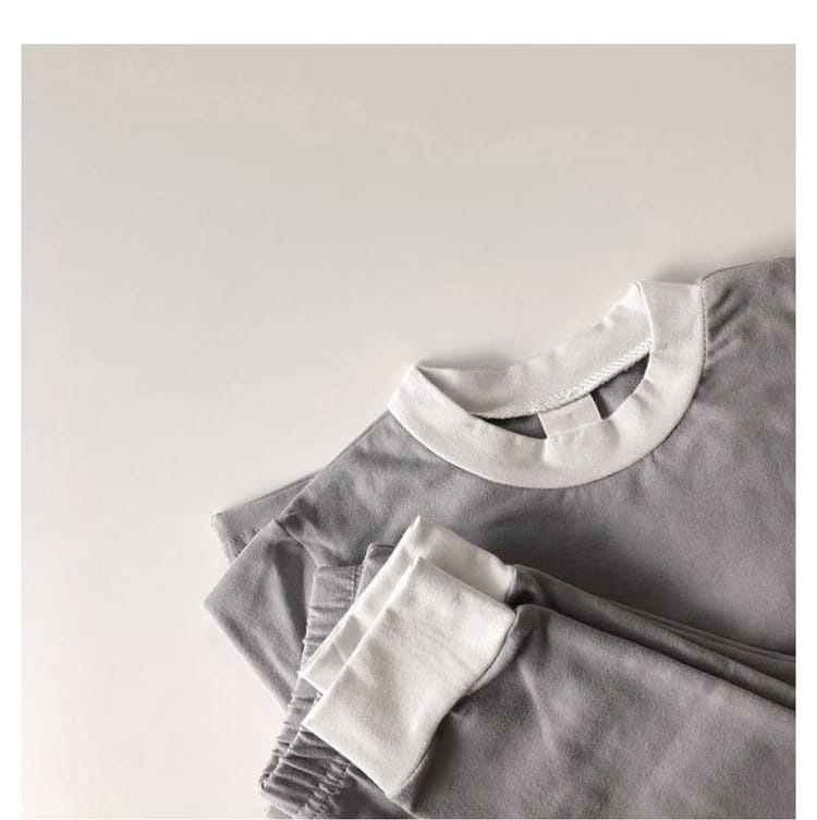 Cotton Basic Pajamas Set 無地 長袖Tシャツ ロングパンツ【mh0012698】 BBAMMA 長袖パジャマ