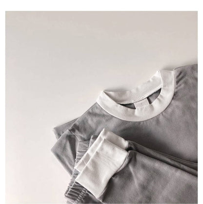 Cotton Basic Pajamas Set 無地 長袖Tシャツ ロングパンツ【mh0012698】 BBAMMA 長袖パジャマ