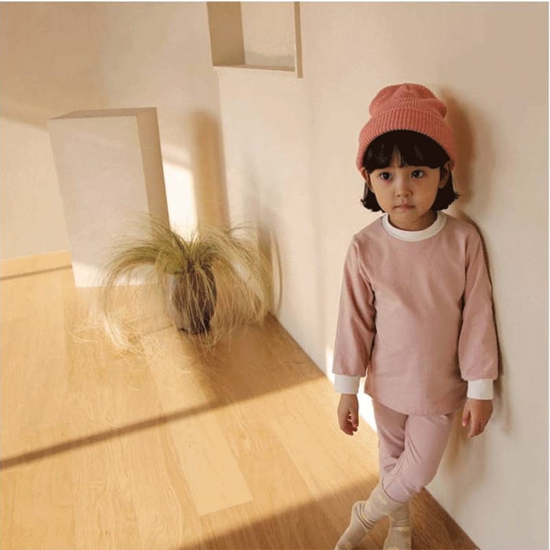 Cotton Basic Pajamas Set 無地 長袖Tシャツ ロングパンツ【mh0012698】 Dark Pink / 90cm BBAMMA 長袖パジャマ