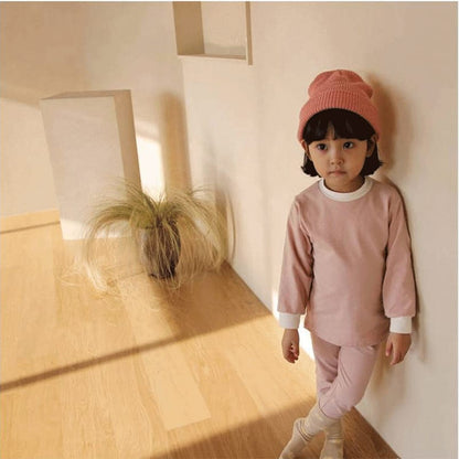 Cotton Basic Pajamas Set 無地 長袖Tシャツ ロングパンツ【mh0012698】 Dark Pink / 90cm BBAMMA 長袖パジャマ