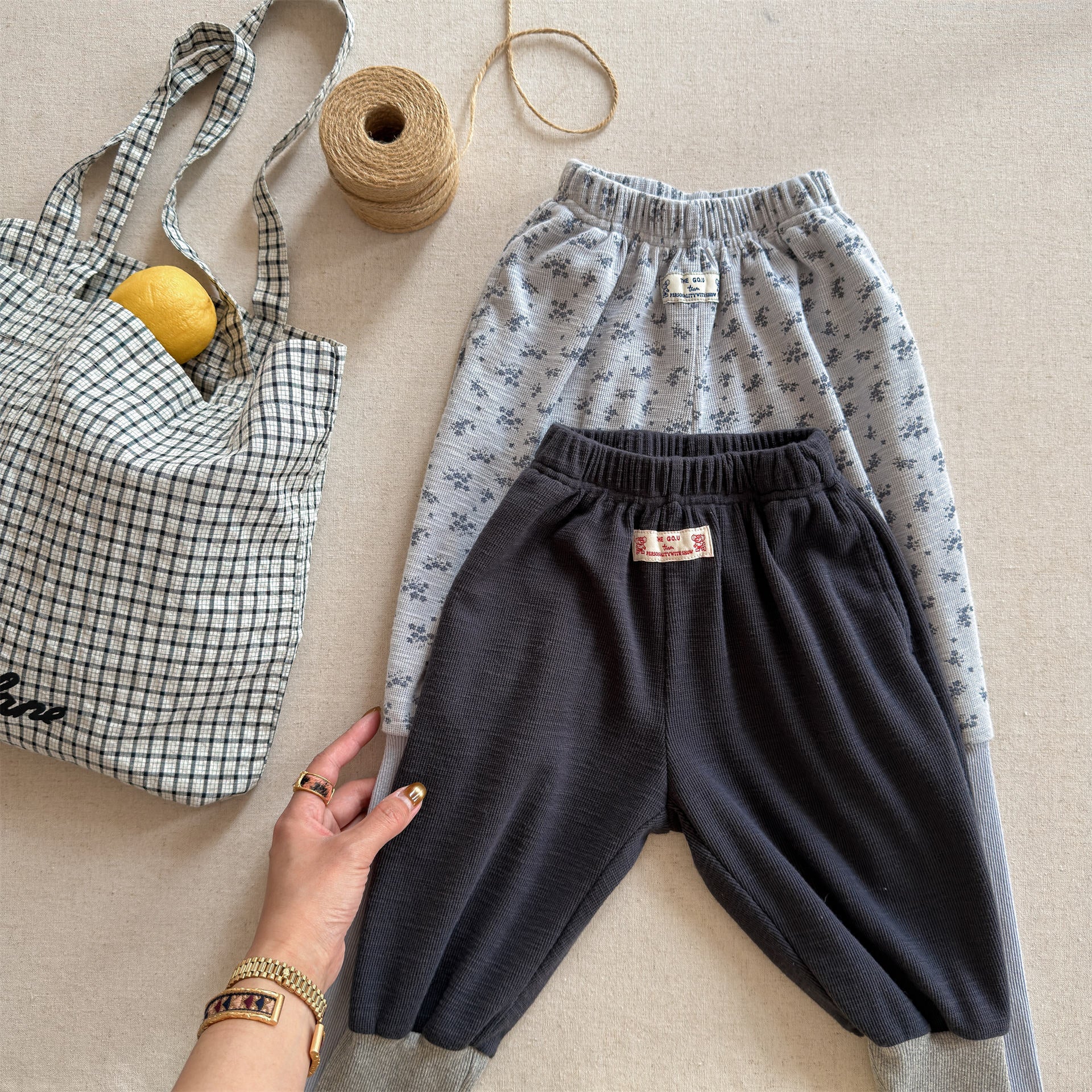 Cotton Blend Elastic Waist Sweatpants 裾リブ スウェットパンツ【mh0012458】 ADbaby ロングパンツ・スウェットパンツ