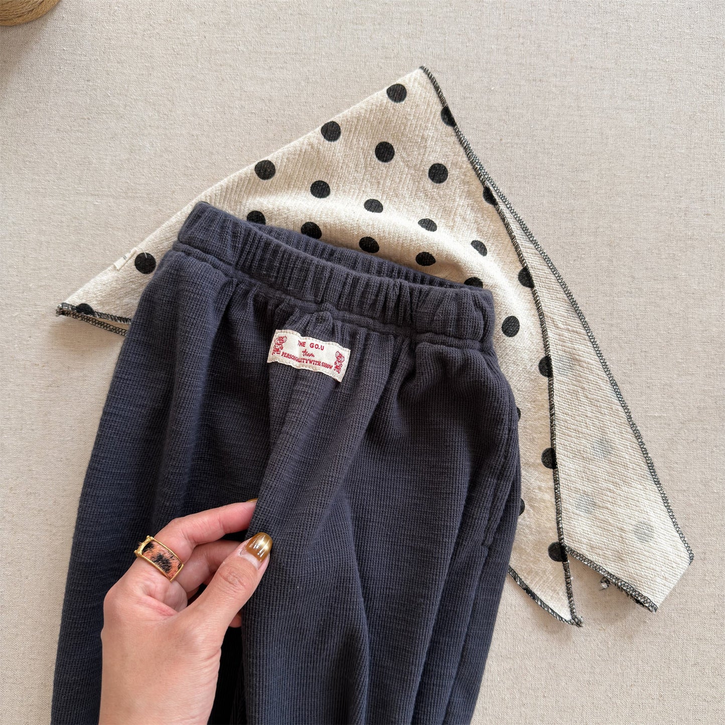 Cotton Blend Elastic Waist Sweatpants 裾リブ スウェットパンツ【mh0012458】 ADbaby ロングパンツ・スウェットパンツ