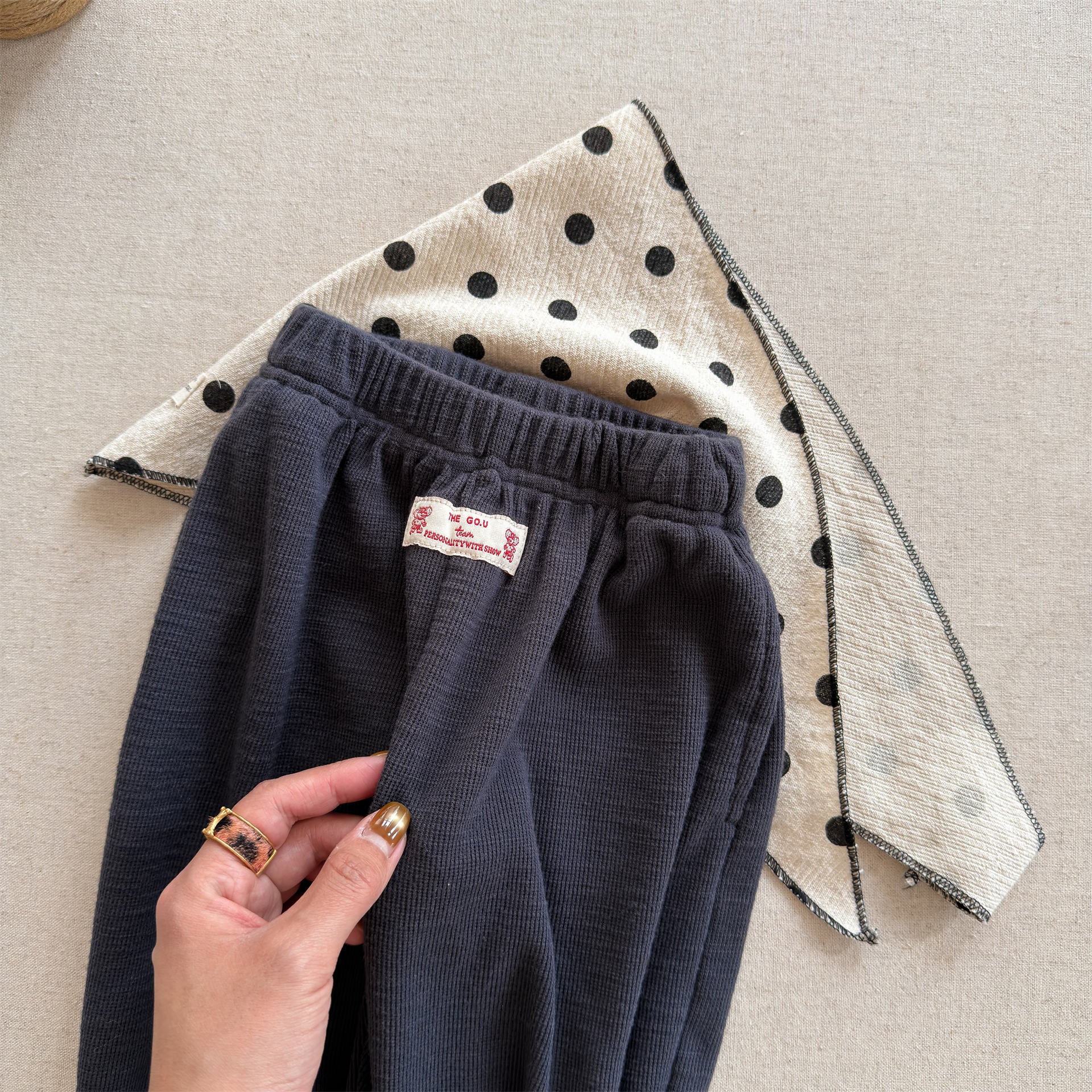 Cotton Blend Elastic Waist Sweatpants 裾リブ スウェットパンツ【mh0012458】 ADbaby ロングパンツ・スウェットパンツ