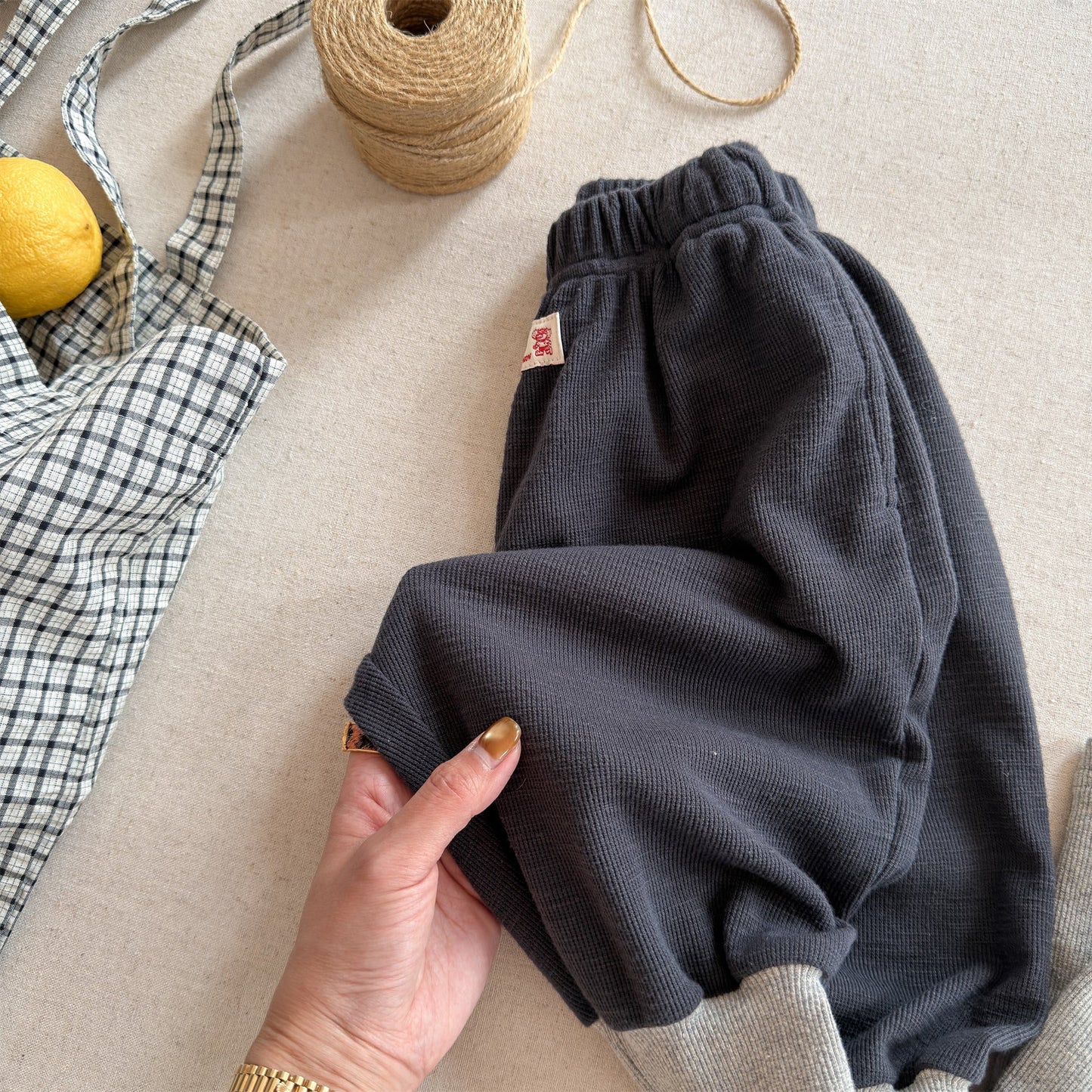 Cotton Blend Elastic Waist Sweatpants 裾リブ スウェットパンツ【mh0012458】 ADbaby ロングパンツ・スウェットパンツ