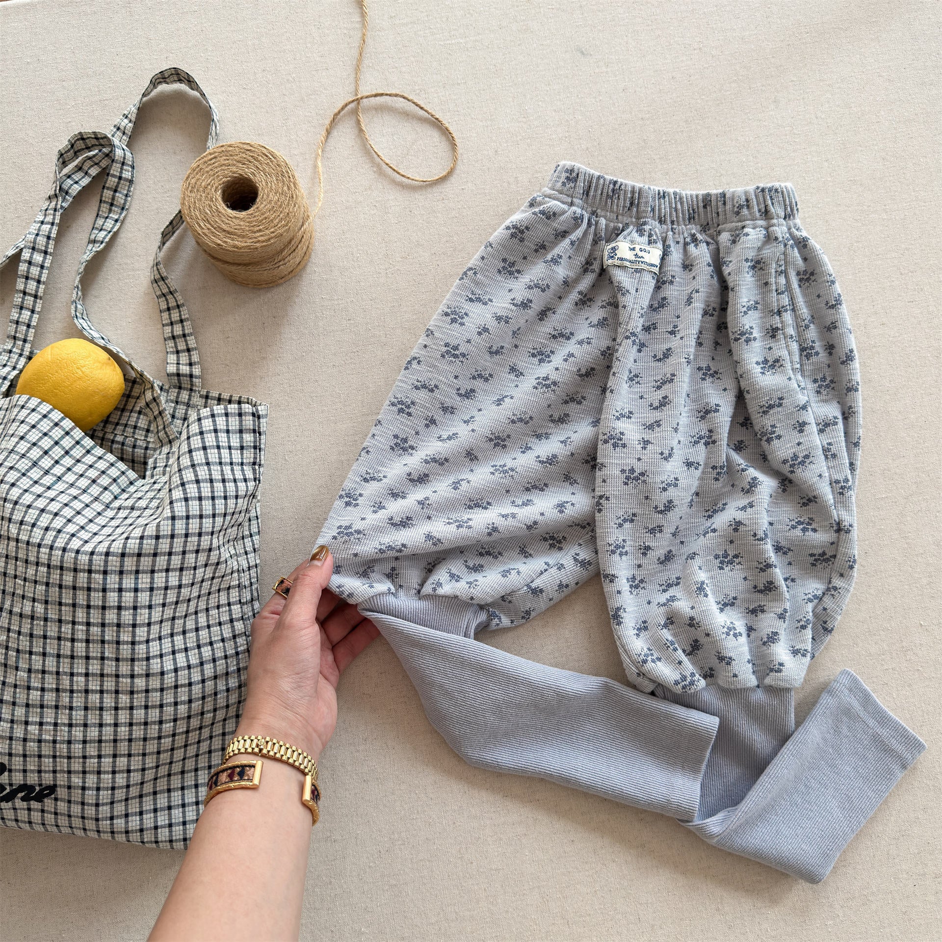 Cotton Blend Elastic Waist Sweatpants 裾リブ スウェットパンツ【mh0012458】 Light Gray / 80cm ADbaby ロングパンツ・スウェットパンツ