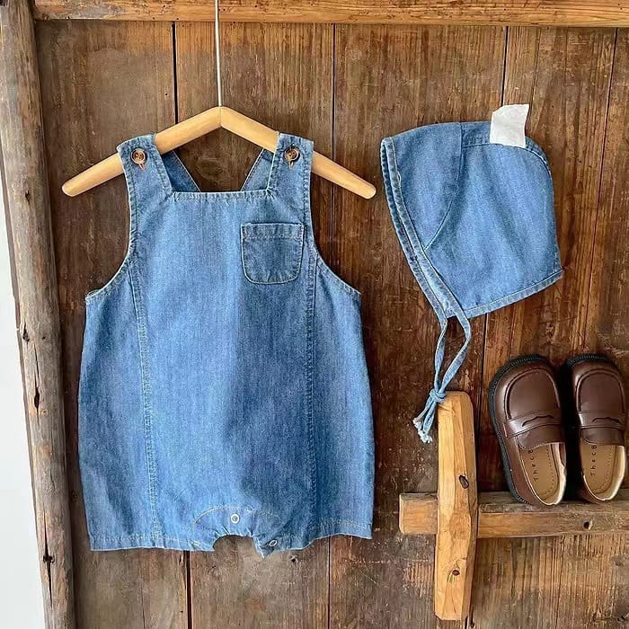 Cotton Denim Overalls Set ノースリーブロンパース【mh0012903】 yi nian ni オーバーオール