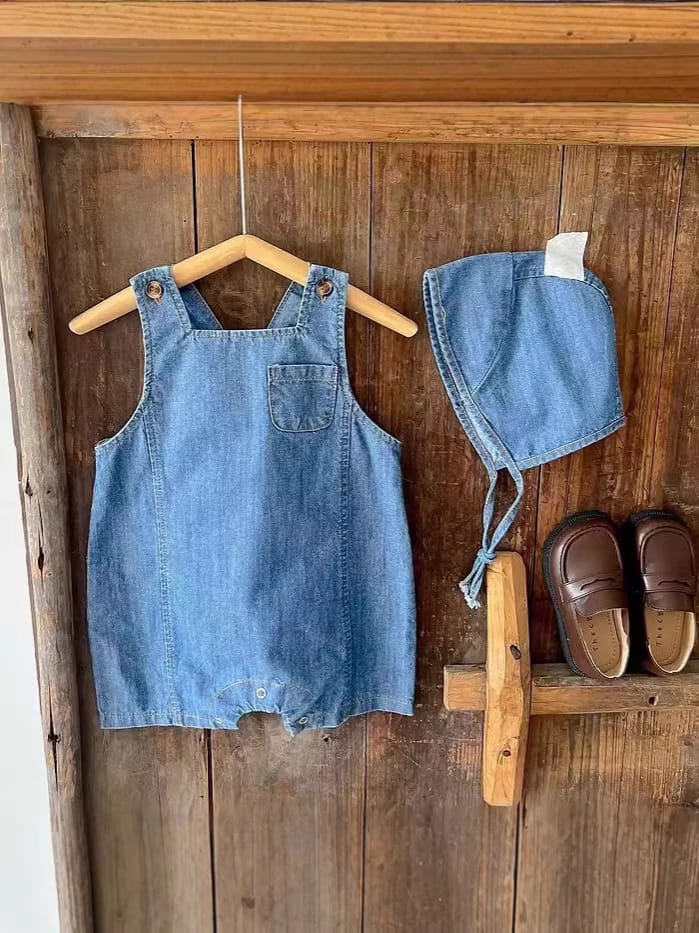 Cotton Denim Overalls Set ノースリーブロンパース【mh0012903】 yi nian ni オーバーオール