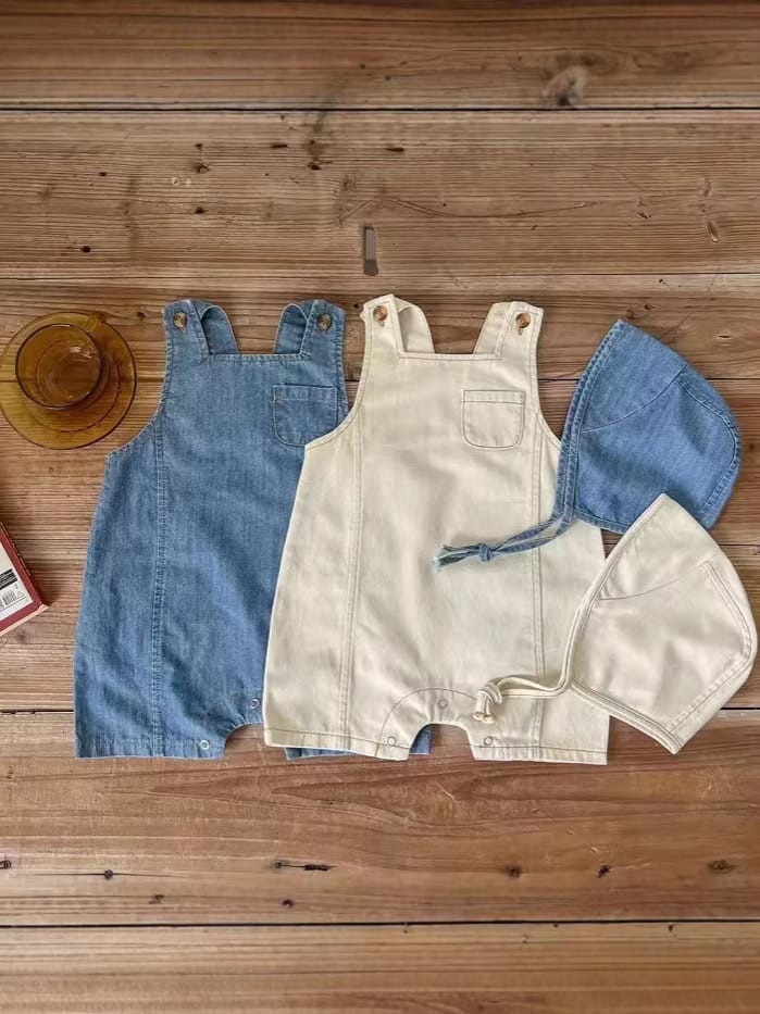 Cotton Denim Overalls Set ノースリーブロンパース【mh0012903】 yi nian ni オーバーオール