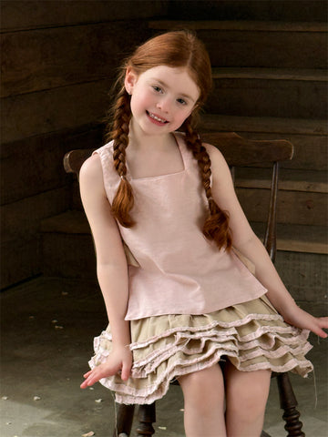 Cotton Linen Blouse Tiered Skirt Set 綿麻 ブラウス ティアードスカート セット【mh0012422】 mamahalo shop