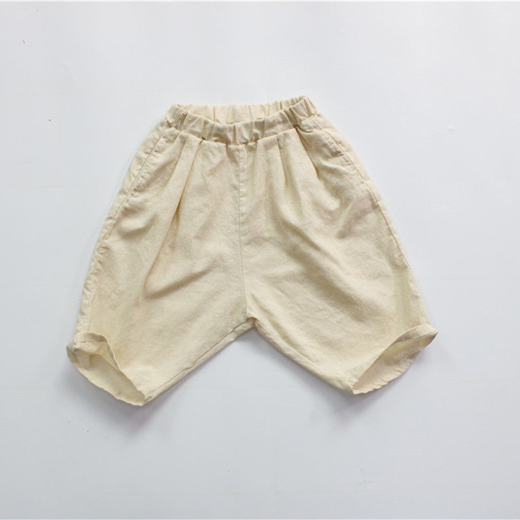 Cotton Linen Loose Cropped Pants キッズ コットンリネン サマー ルーズ パンツ【mh0012256】 Beige / 80cm Forest Map
