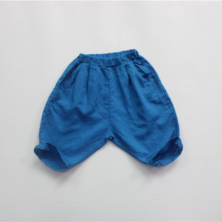 Cotton Linen Loose Cropped Pants キッズ コットンリネン サマー ルーズ パンツ【mh0012256】 Blue / 80cm Forest Map