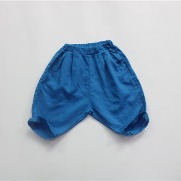 Cotton Linen Loose Cropped Pants キッズ コットンリネン サマー ルーズ パンツ【mh0012256】 Blue / 80cm Forest Map