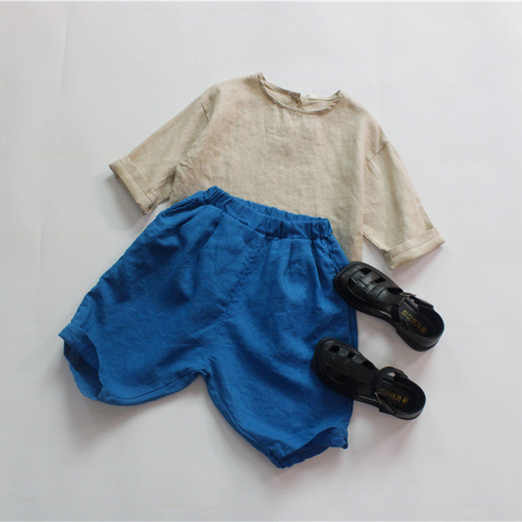 Cotton Linen Loose Cropped Pants キッズ コットンリネン サマー ルーズ パンツ【mh0012256】 Forest Map