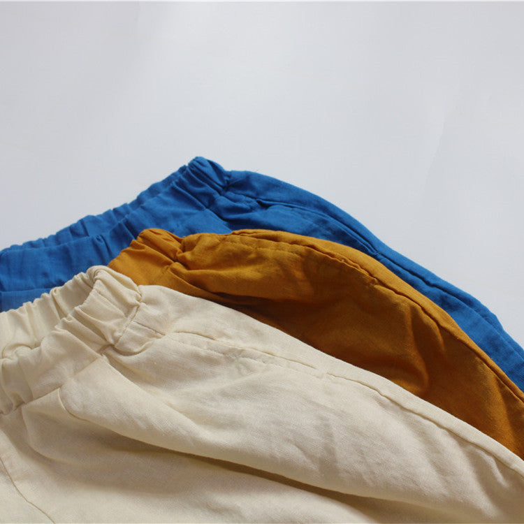 Cotton Linen Loose Cropped Pants キッズ コットンリネン サマー ルーズ パンツ【mh0012256】 Forest Map