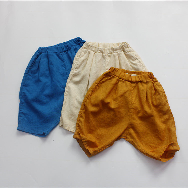 Cotton Linen Loose Cropped Pants キッズ コットンリネン サマー ルーズ パンツ【mh0012256】 Forest Map
