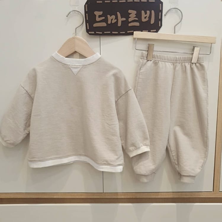 Cotton Long Sleeve Lounge Set 無地 スウェット 上下セット【mh0012677】 Apricot / 90cm BBAMMA 長袖セットアップ