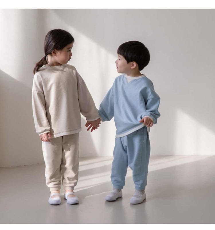 Cotton Long Sleeve Lounge Set 無地 スウェット 上下セット【mh0012677】 BBAMMA 長袖セットアップ