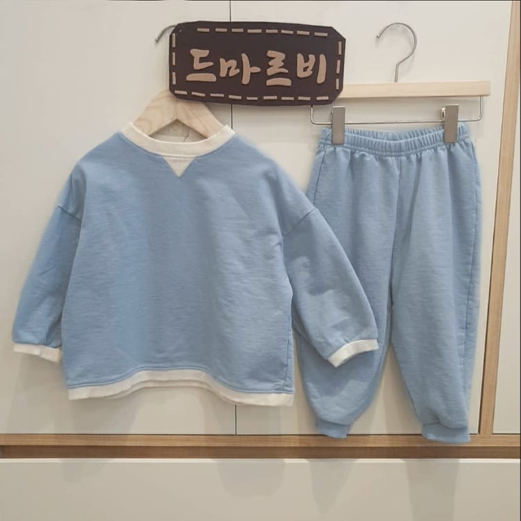 Cotton Long Sleeve Lounge Set 無地 スウェット 上下セット【mh0012677】 Blue / 90cm BBAMMA 長袖セットアップ