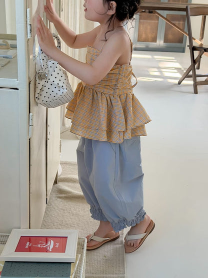Cotton Slub Slouchy Balloon Pants 裾フリル バルーンパンツ【mh0012757】 MaiTianJi ロングパンツ・スウェットパンツ